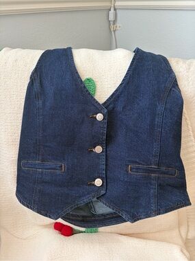 Altar'd State Denim Vest in Dark Blue